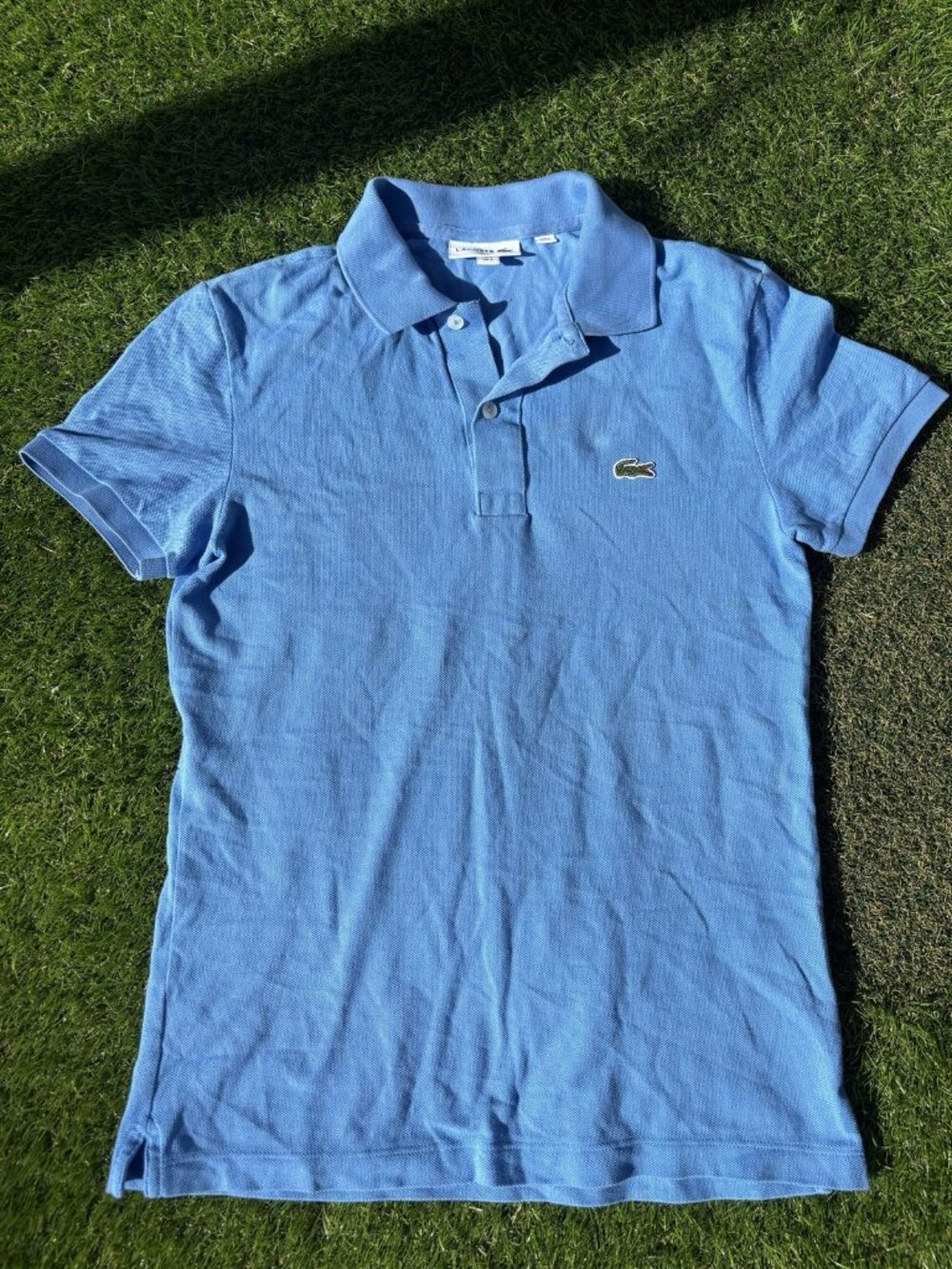 Lacoste Slim Fit Pique Polo Shirt Light Blue Croc Logo Size 3 / S
